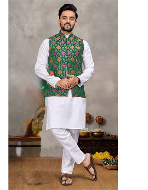 Traditional Indian Wedding Men Kurta Pajama Jacket – mahezon