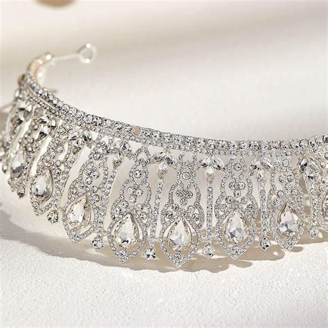 Buy AW BRIDAL Silver Crown for Women, Crystal Tiara - Queen Crown ...