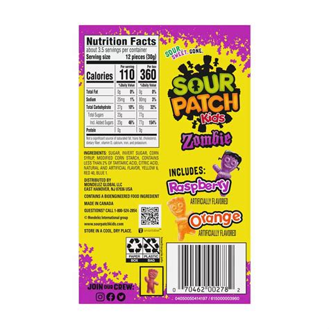 Buy SOUR PATCH KIDS Zombie Orange & Purple Soft & Chewy Halloween Candy ...