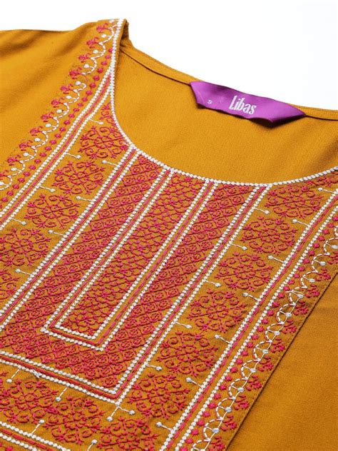 Buy Mustard Yoke Design Wool Straight Kurta Online at Rs.643 | Libas