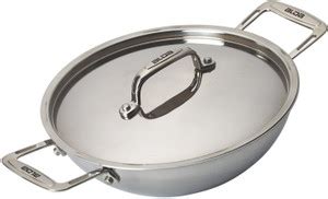 Alda Tri Ply Wok Pan (Kadai) With Stainless Steel Lid 22cm - Suitable ...
