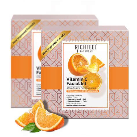 Richfeel Brightening Facial Kit with Vitamin C | For Glowing Skin | Tan ...