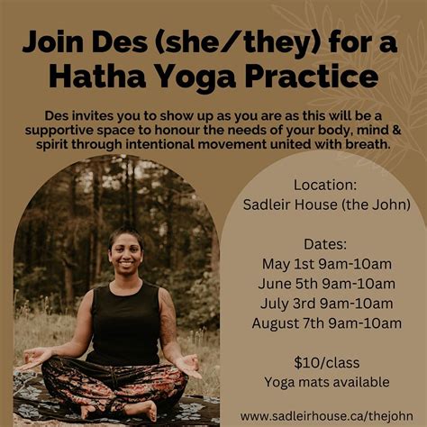 Join Des (she/they) for Hatha Yoga Practice, Sadleir House ...
