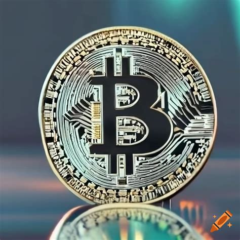 Bitcoin connected with a blue chain on Craiyon