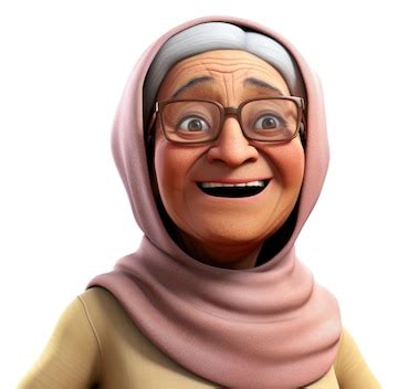 Mulher idosa de PNG de Bangladesh desenho animado 3D óculos de retrato ...