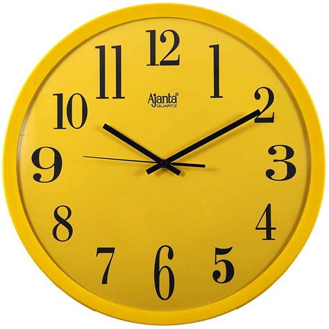 Buy Ajanta Plastic Wall Clock (34.5 cm x 34.5 cm x 3.5 cm, Yellow ...