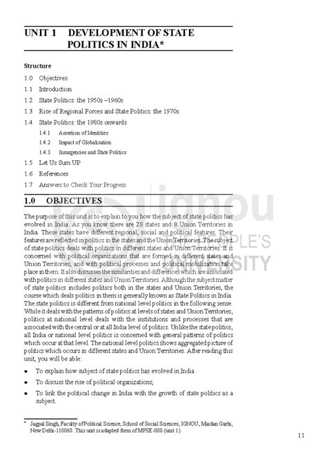 **State Politics in India: Evolution and Key Developments (MPSE-008 ...