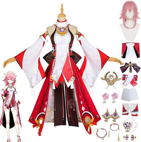 Buy Genshin Cosplay Costume,Yae Miko Cos Outfit Game Genshin Maid ...