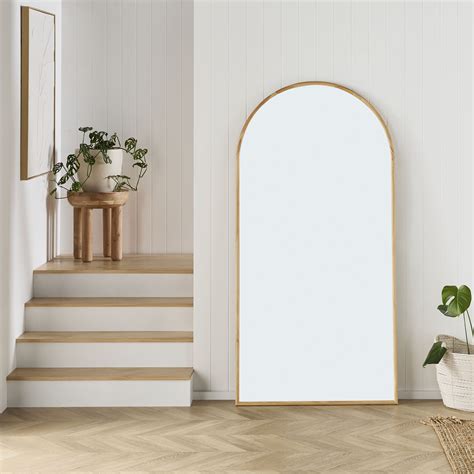 Natural Wooden Arched Floor Mirror 90x180cm – Early Settler Australia