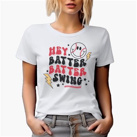 Distressed Hey Batter Batter Swing - 90s Retro Groovy Wavy Text ...