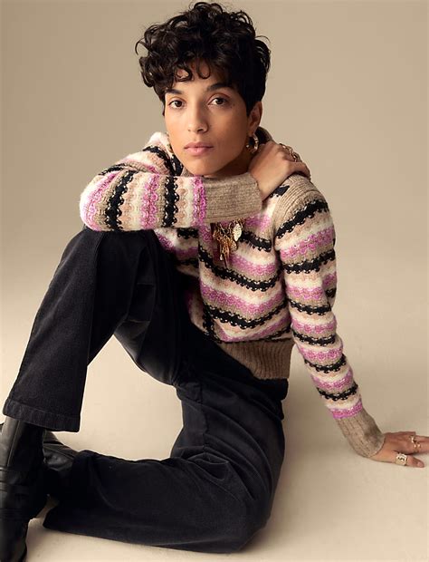 Buy Striped Sparkly Crew Neck Jumper at Marks & Spencer