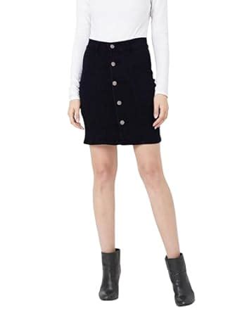 Buy Miss Chase Women's Navy Blue A-line Mini Denim Skirt(MCSS20DEN11-06 ...