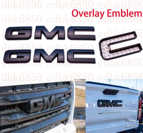 Front Rear Matte Black Emblem Overlay 2019-2023 GMC Sierra 1500 2500HD 3500HD | eBay