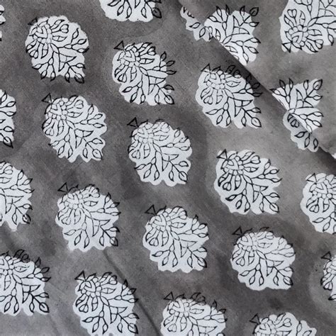 Pure Cotton Jaipuri Grey With Simple Motifs Hnd Block Print Fabric ...
