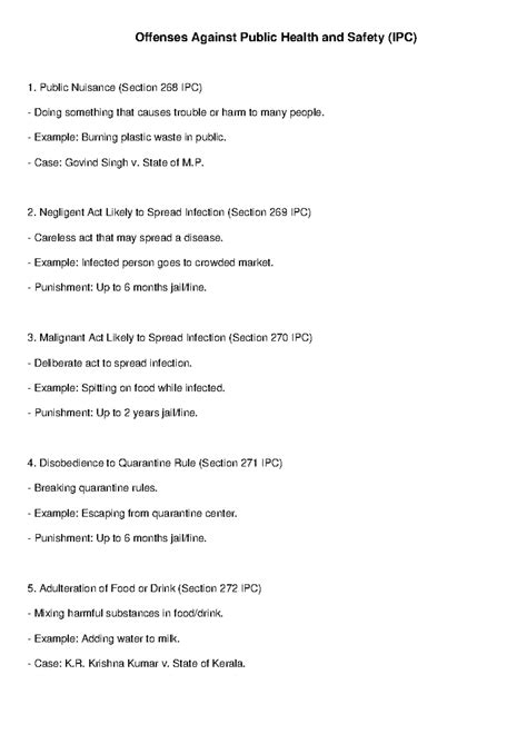 Offenses Against Public Health and Safety (IPC) - Key Sections ...