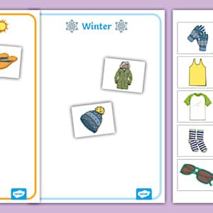 Winter and Summer Sorting Clothes Worksheet - Teacher-made