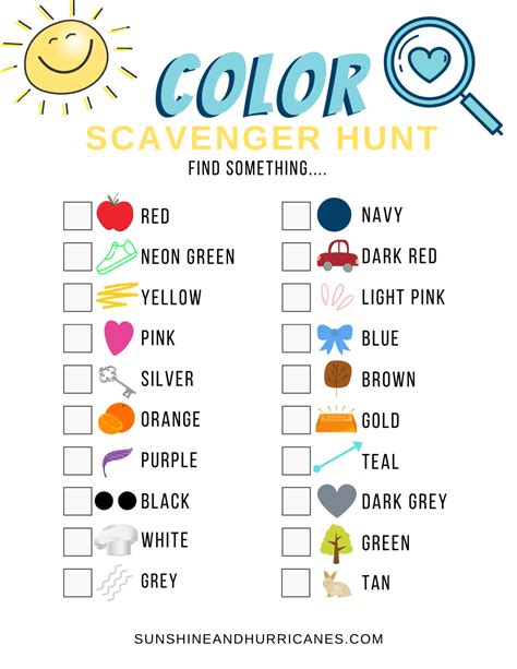 Printable Scavenger Hunt For Kids Set - Sunshine and Hurricanes