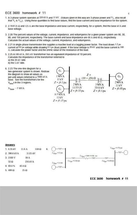 A system operates at 220 kva and 11kv. Using these quantities as base ...