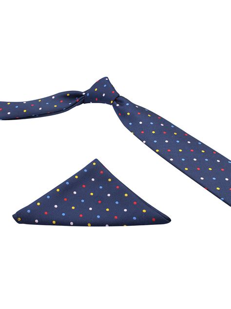 Kavove The Rainbow Polka Dot Blue Necktie and Pocket Square Gift Box