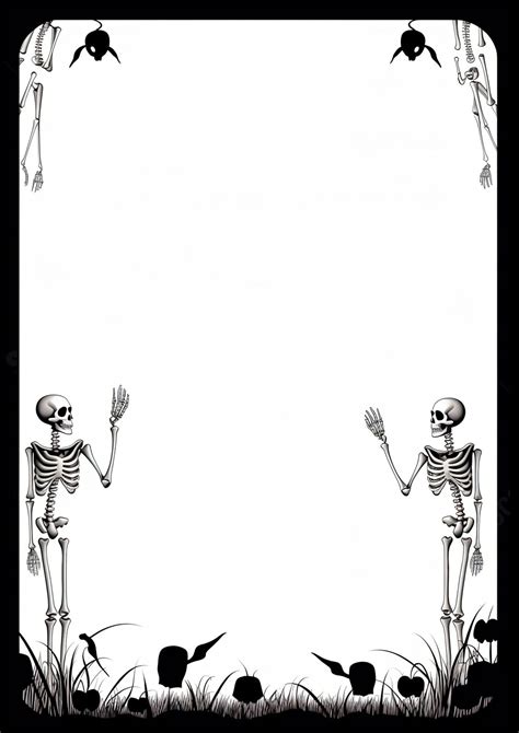 Halloween Symbols Black Outline Frame Word Template And Google Docs For ...