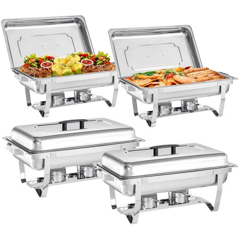 MRIISEL Chafing Dish Buffet Set - 4 Pack, 8 Quart Stainless Steel ...