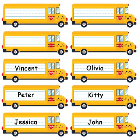 WhatSign Name Plates Tags for Classroom 36pcs Smile School Bus Student ...