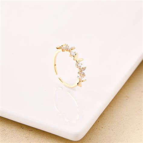 Ring Online - Premium Butterfly Dainty Adjustable Gold Ring | Nestasia
