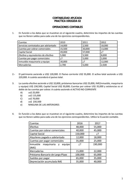 Practica Dirigida 02 - Operaciones Contables - Contabilidad Aplicada ...