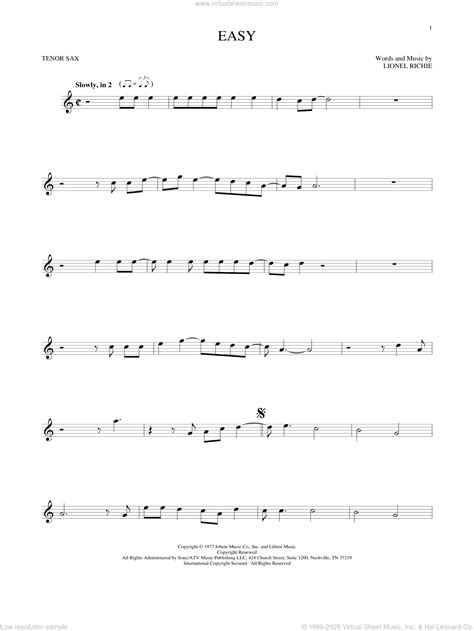 Commodores - Easy sheet music for tenor saxophone solo [PDF]
