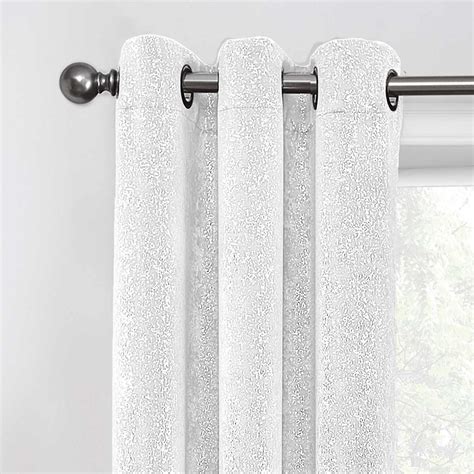 2-Pack Metallic White Blackout Grommet Curtain Panels, 84"