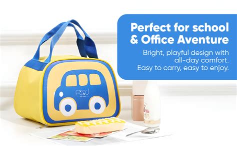 Jollyora Kids Cartoon Car Print Insulated Lunch Bag Small Portable ...