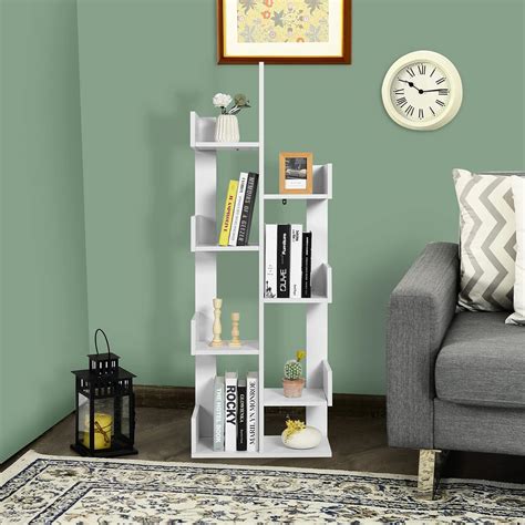 Buy Giantex Wooden Bookcase, Tree-Shaped Modern Display Bookshelf w/ 8 ...
