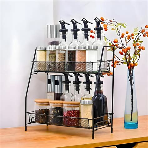 Buy JIALTO 2 Tire Storage Organizer | Spice Rack Storage Countertop ...