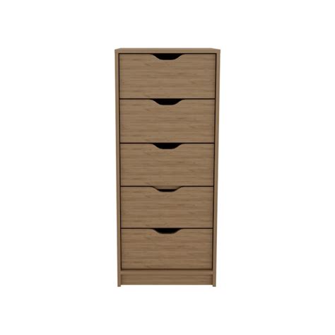 LOVMOR Basilea Tall Narrow Dresser Pull Out System Five Drawers Natural ...