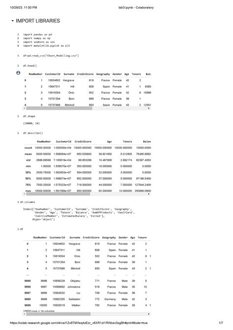 Lab3.ipynb - Colaboratory - IMPORT LIBRARIES 1 2 3 4 import pandas as ...