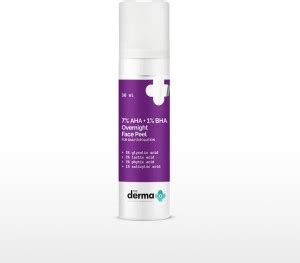 The Derma Co 7% AHA + 1% BHA Overnight Face Peel With Glycolic, Lactic ...