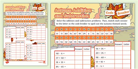 👉 Y2 Autumn Addition and Subtraction within 100 Code Breaker