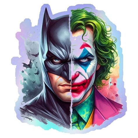 Batman and Joker Split Face Holographic Stickers | Holographic Sticker ...
