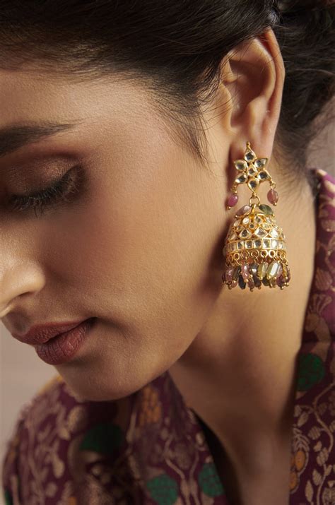 Badrahi Multicolored Kundan Jhumkas – Paisley Pop Shop