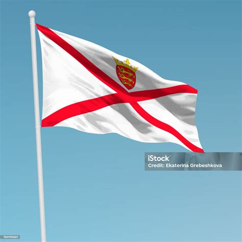 Waving Flag Of Jersey On Flagpole Template For Independence Stock Illustration - Download Image ...