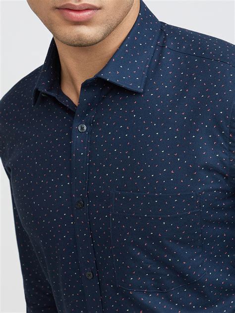 Park Avenue Men Blue Printed Slim Fit Cotton Shirt – MyRaymond