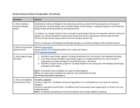 All About NID - 2023 Attempt - All About National Institute of Design ...