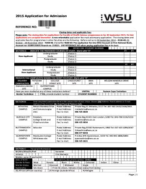 Fillable Online registration by campus - Walter Sisulu UniversityWalter ...