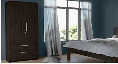 HEKAMI Engineered Wood Two Doors Wardrobe with 2 Drawers (Laminate ...