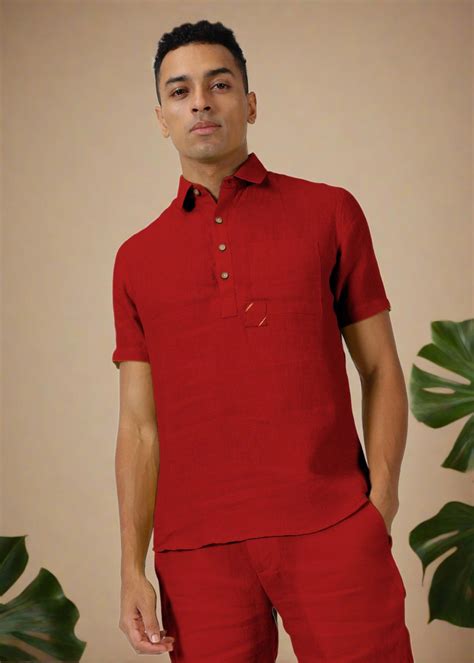 Matteo Pure Linen T-Shirt & Shorts Co-ord Set | Mud Red – Linen Trail