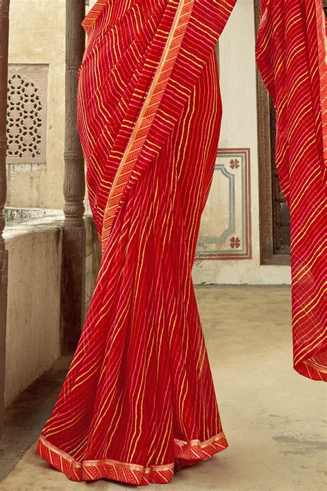 Buy Crimson Red Georgette Saree 58416 Online | Karagiri