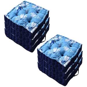 Kuber Industries (Pack of 6) Chair Pad | Seat Cushion with Button ...