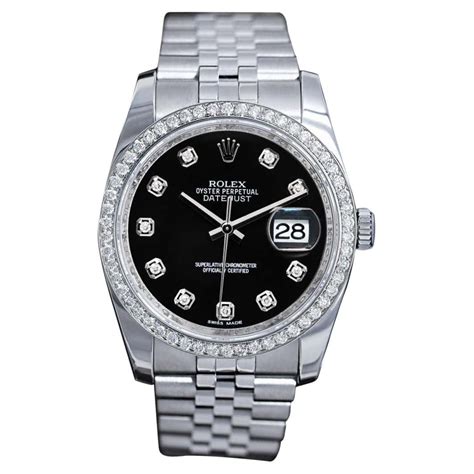 Rolex Datejust Factory Black Diamond Dial with Custom Diamond Bezel ...