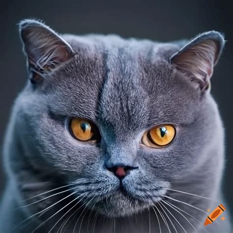 Close-up of a beautiful british blue cat on Craiyon