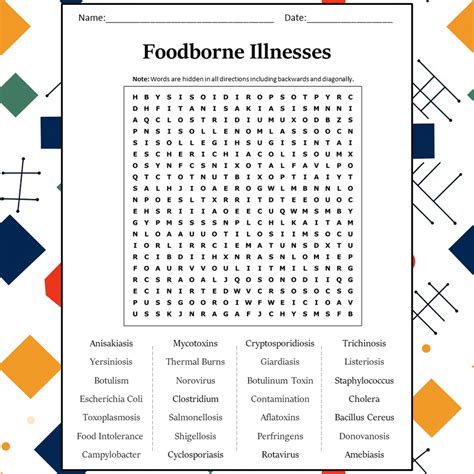 Foodborne Illnesses Word Search Puzzle Worksheet Activity PDF ...